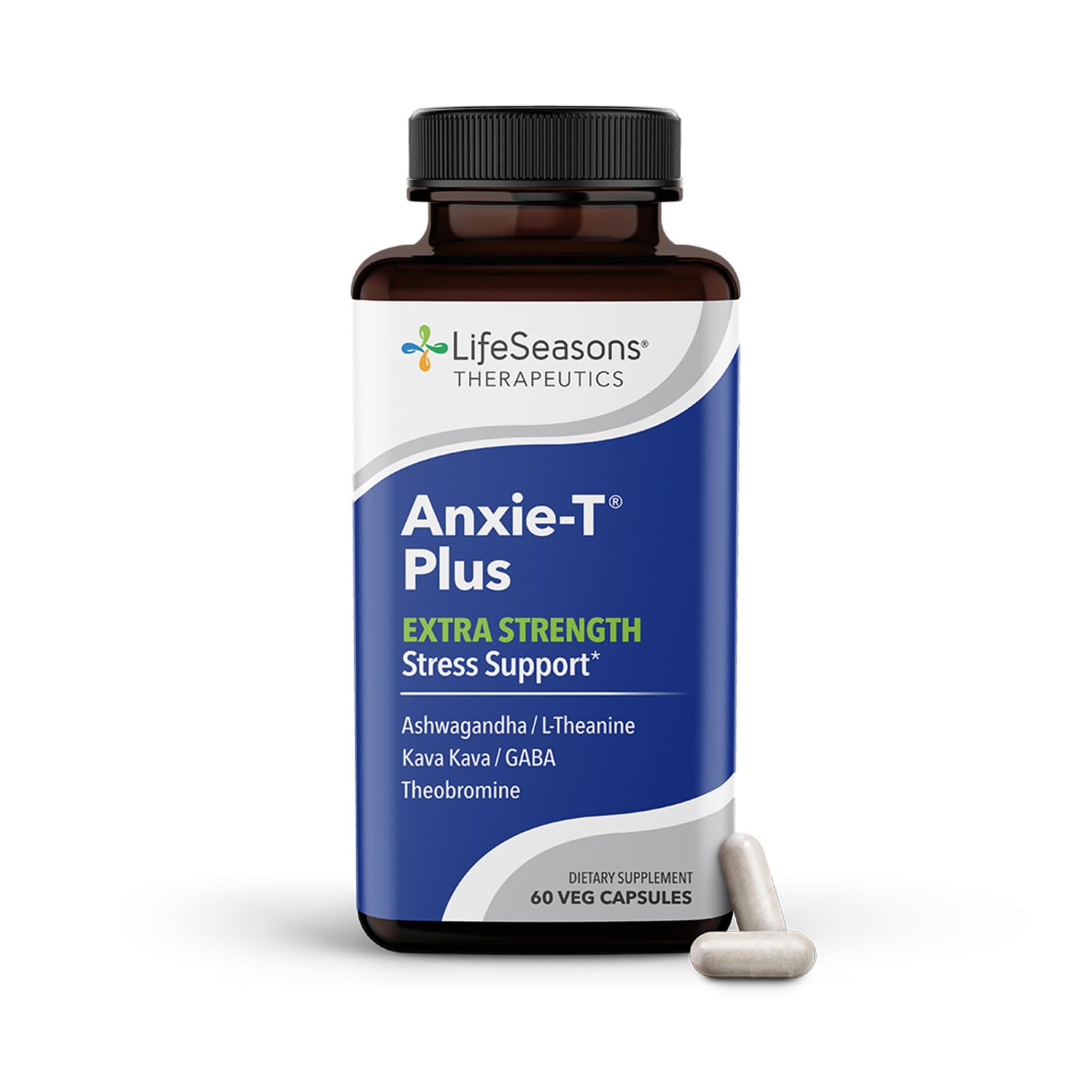 LifeSeasons Anxie-T Plus bottle closeup for calm daily stress support.