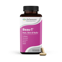 LifeSeasons Beau-T bottle front view supports hair, skin, and nail health
