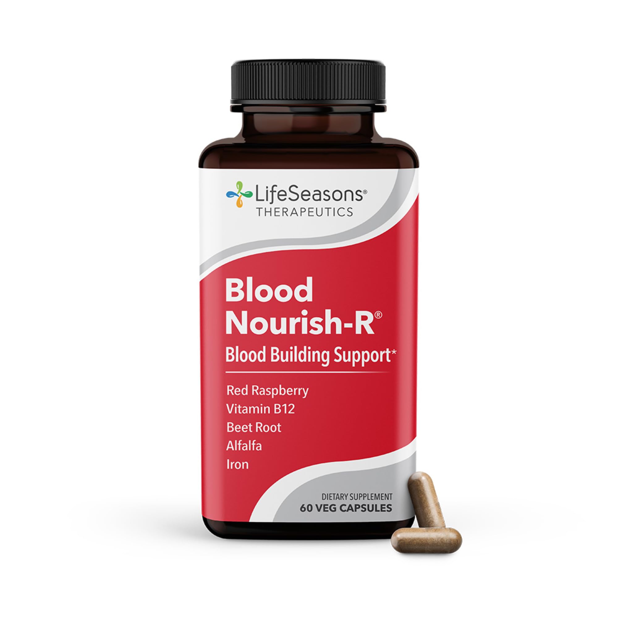LifeSeasons Blood Nourish-R bottle front view supporting healthy iron levels