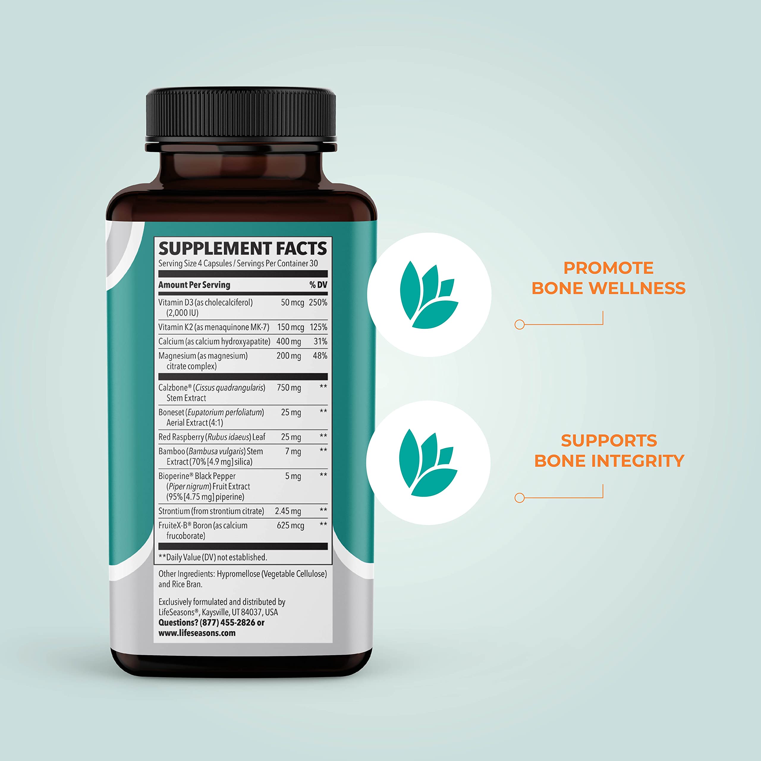 LifeSeasons Bone Densi-T capsules close-up highlighting easy absorption