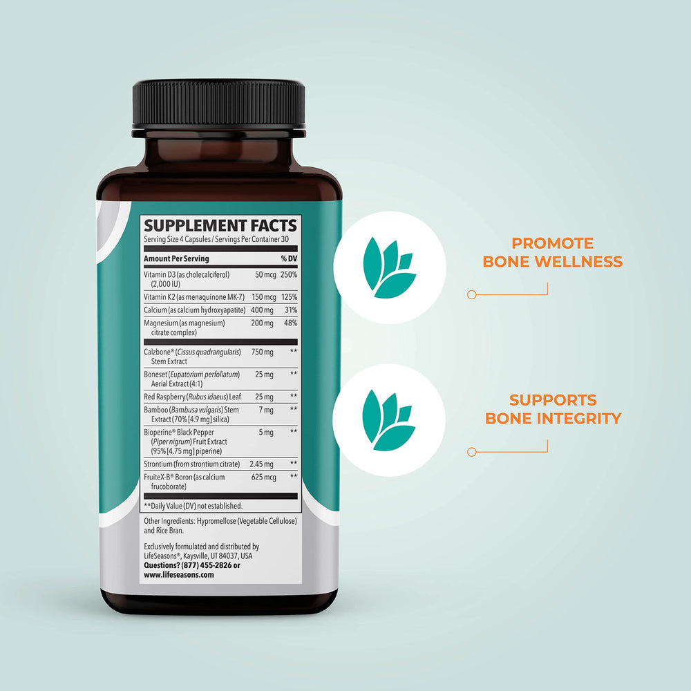 LifeSeasons Bone Densi-T capsules close-up highlighting easy absorption