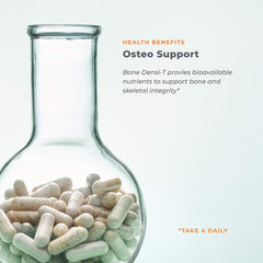 LifeSeasons Densi-T nutrition facts panel shows key bone minerals