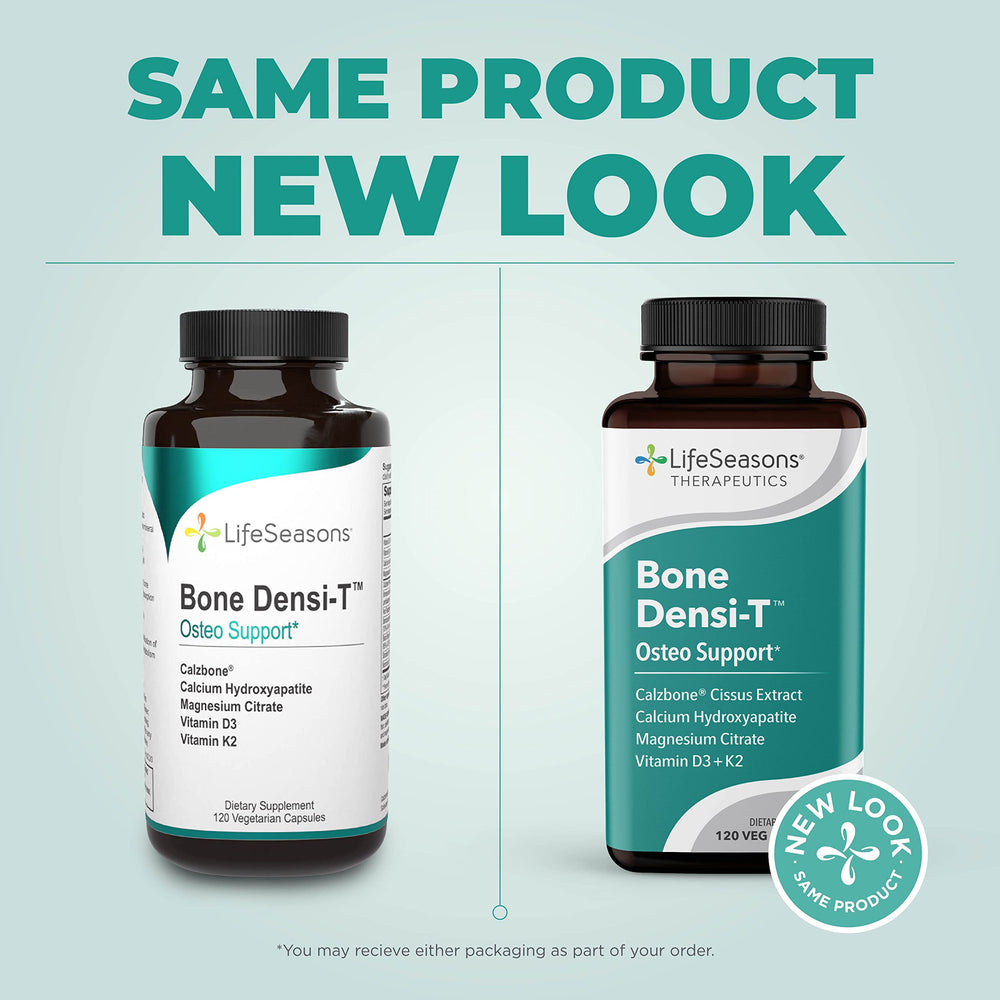 LifeSeasons Bone Densi-T packaging highlights natural ingredients and quality