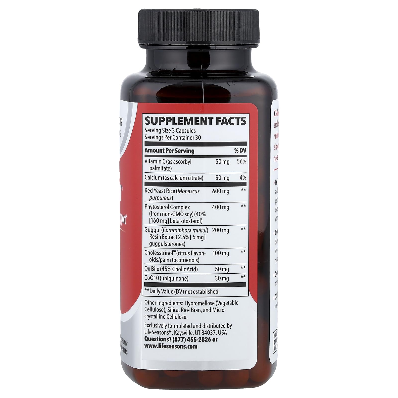 LifeSeasons Choles-T capsules closeup facilitating cholesterol management through natural ingredients.