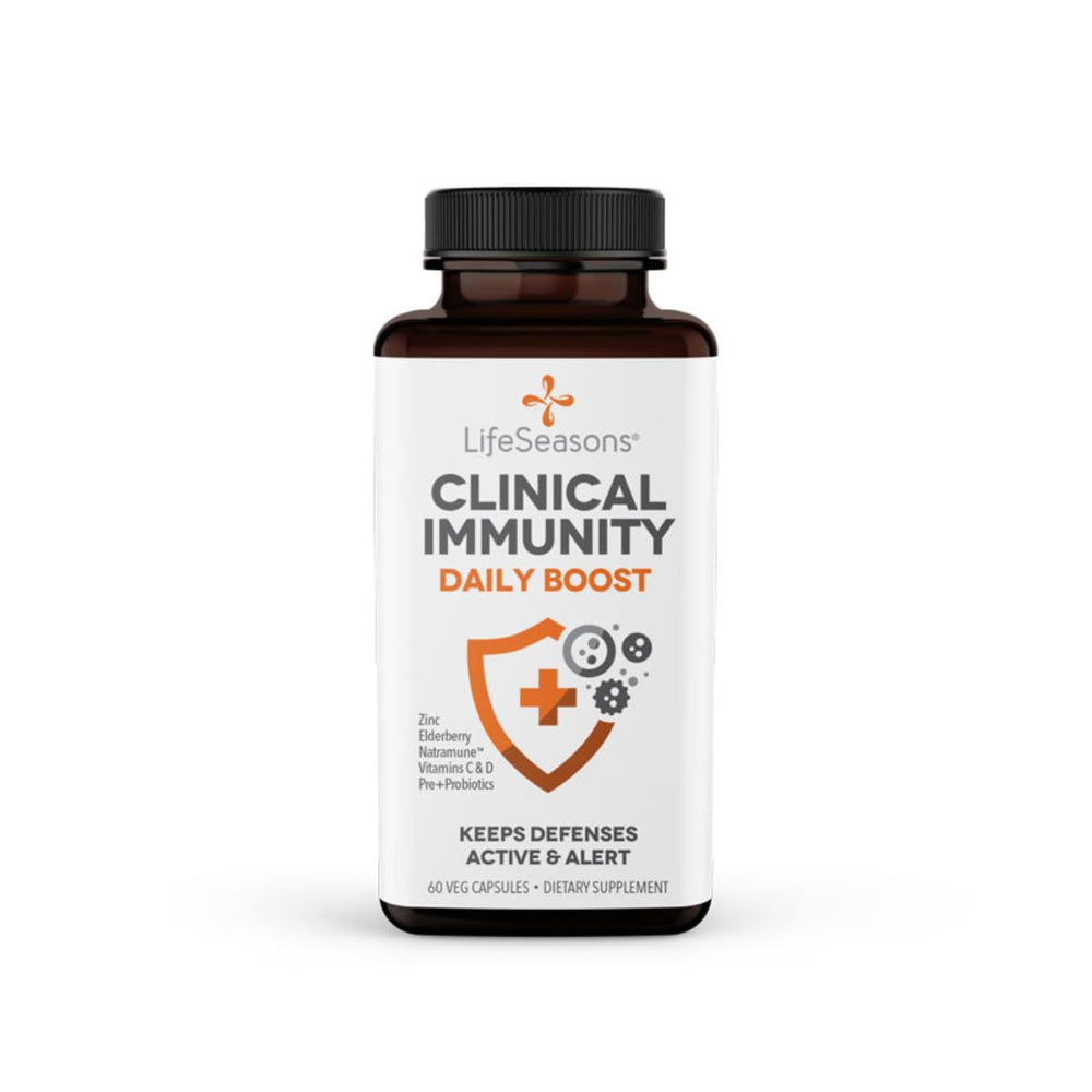 LifeSeasons Clinical Immunity Daily Boost bottle with capsules for daily immune support.