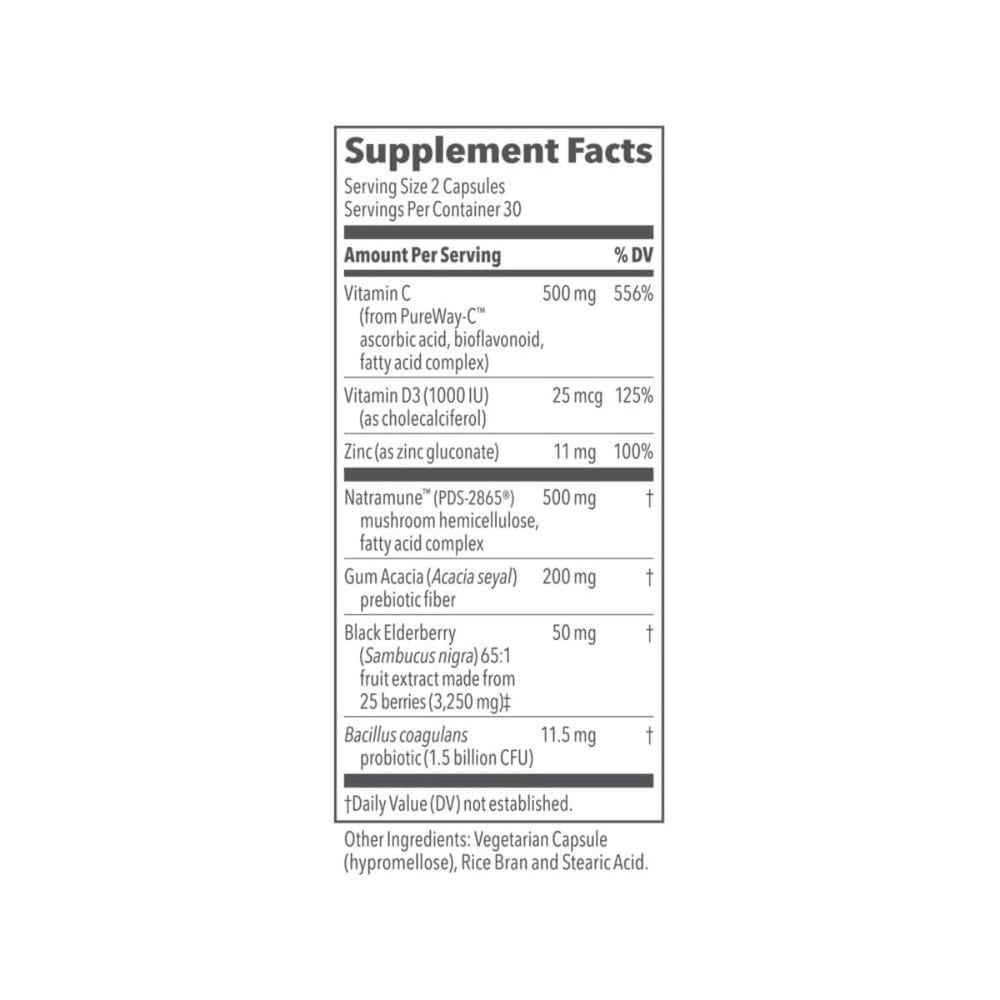 LifeSeasons Daily Boost capsules close-up highlighting zinc and vitamin C for immune support.