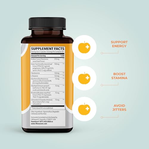 LifeSeasons Energy ingredients on label featuring green tea and L-theanine
