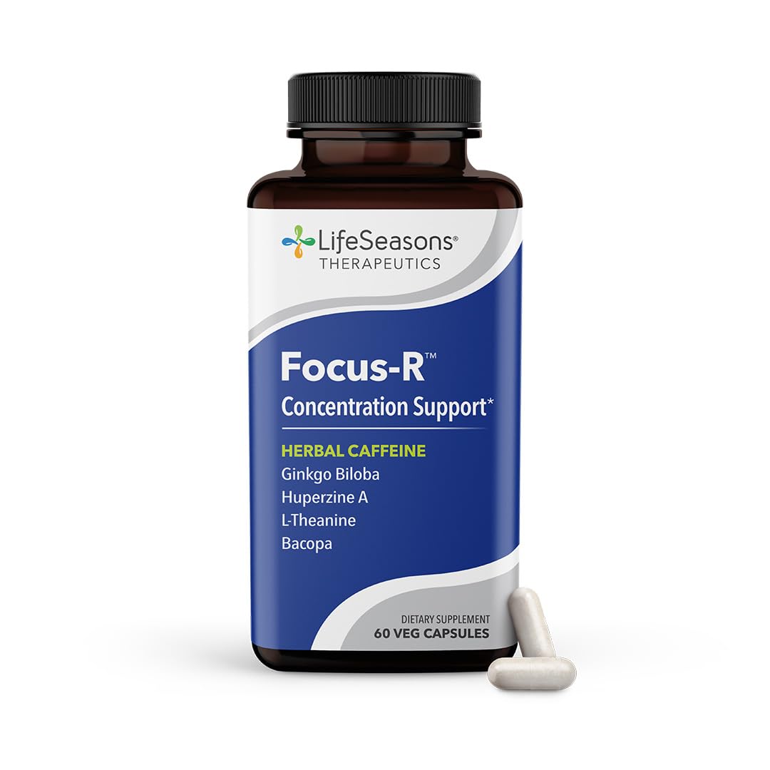 LifeSeasons Focus-R bottle showing natural brain focus support