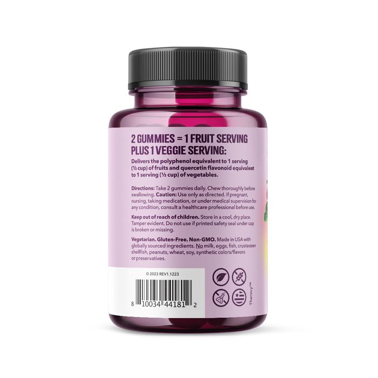 Close-up of LifeSeasons gummies highlighting 16 ingredients for immune and digestive support.