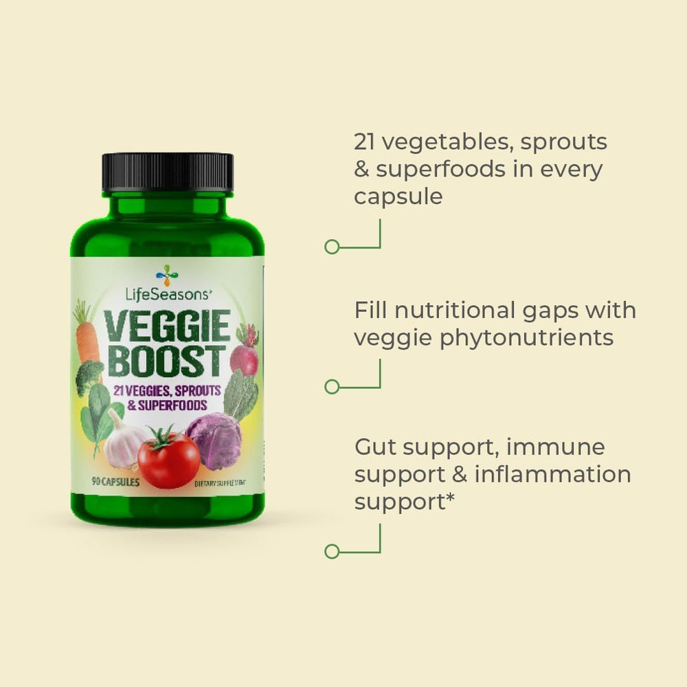 LifeSeasons Fruits and Veggies ingredient glass bowl reveals vibrant superfood blend