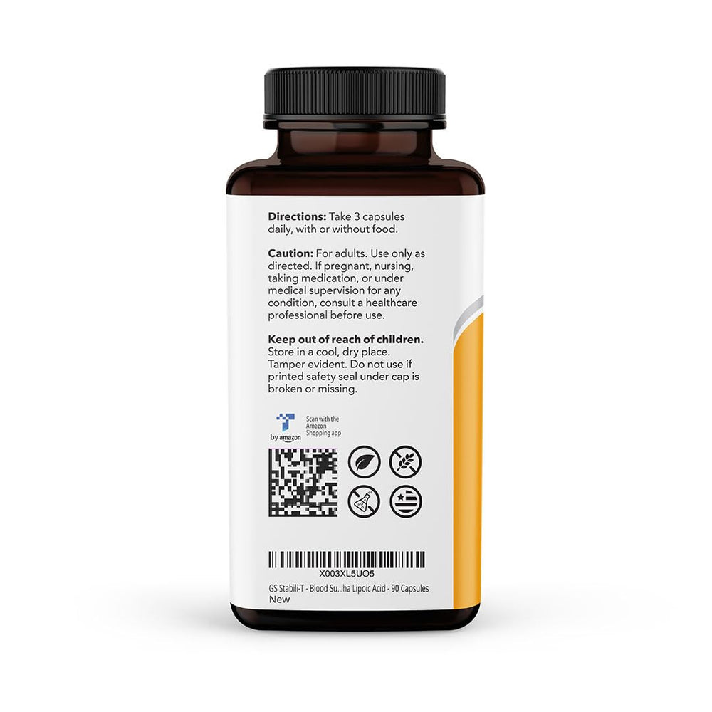 LifeSeasons GS Stabili-T label detail showing science-backed formulation