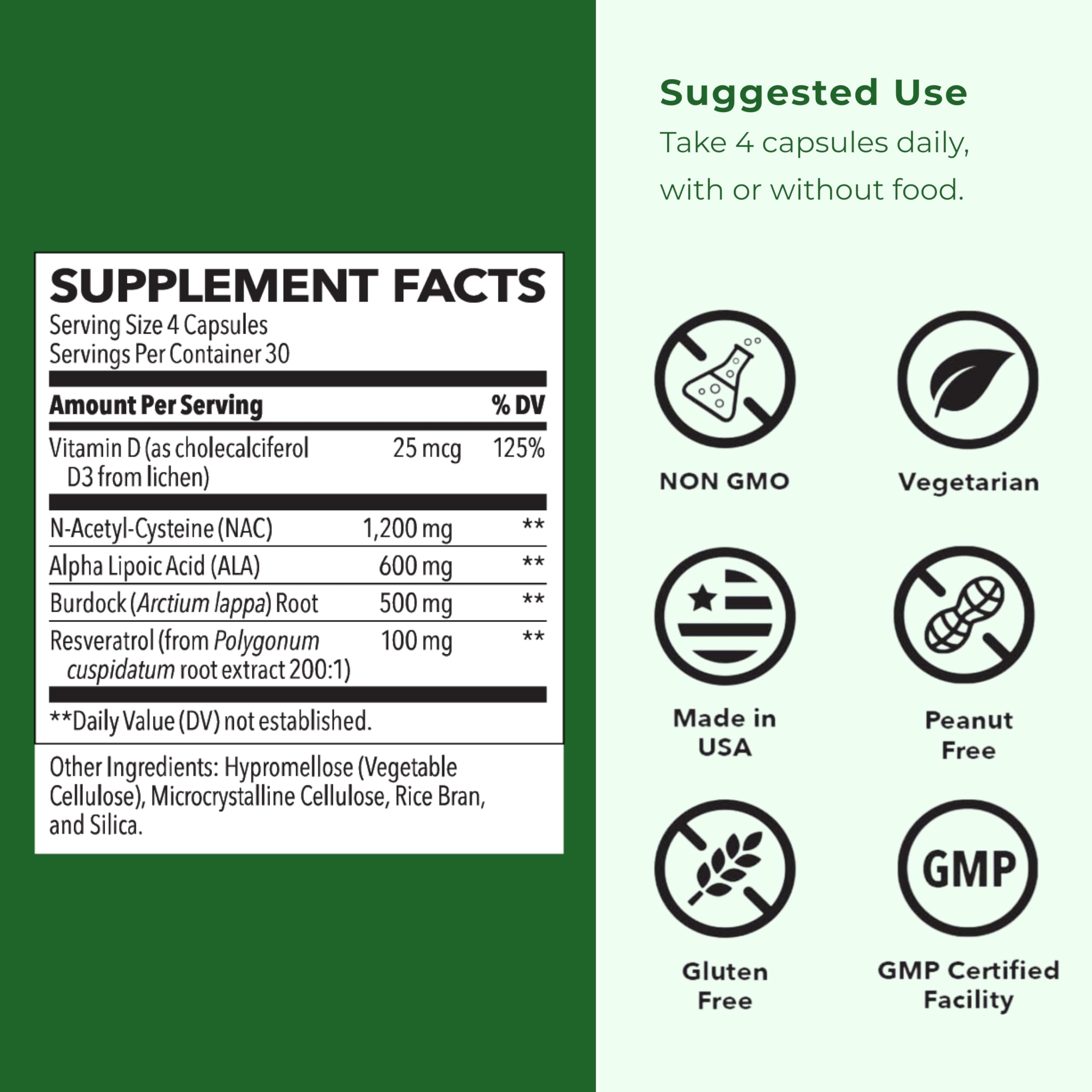 LifeSeasons Kidney Support ingredients visual featuring NAC, ALA, and resveratrol.