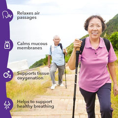 LifeSeasons Lung Capaci-T capsules close-up emphasizing natural ingredients like eucalyptus and mullein.