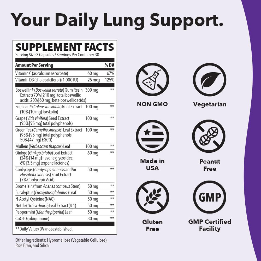 LifeSeasons Lung Capaci-T packaging with 90 capsules label clearly visible.