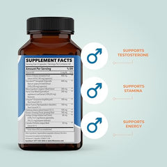 Close-up of Masculini-T capsules indicating convenient daily energy and stamina support.