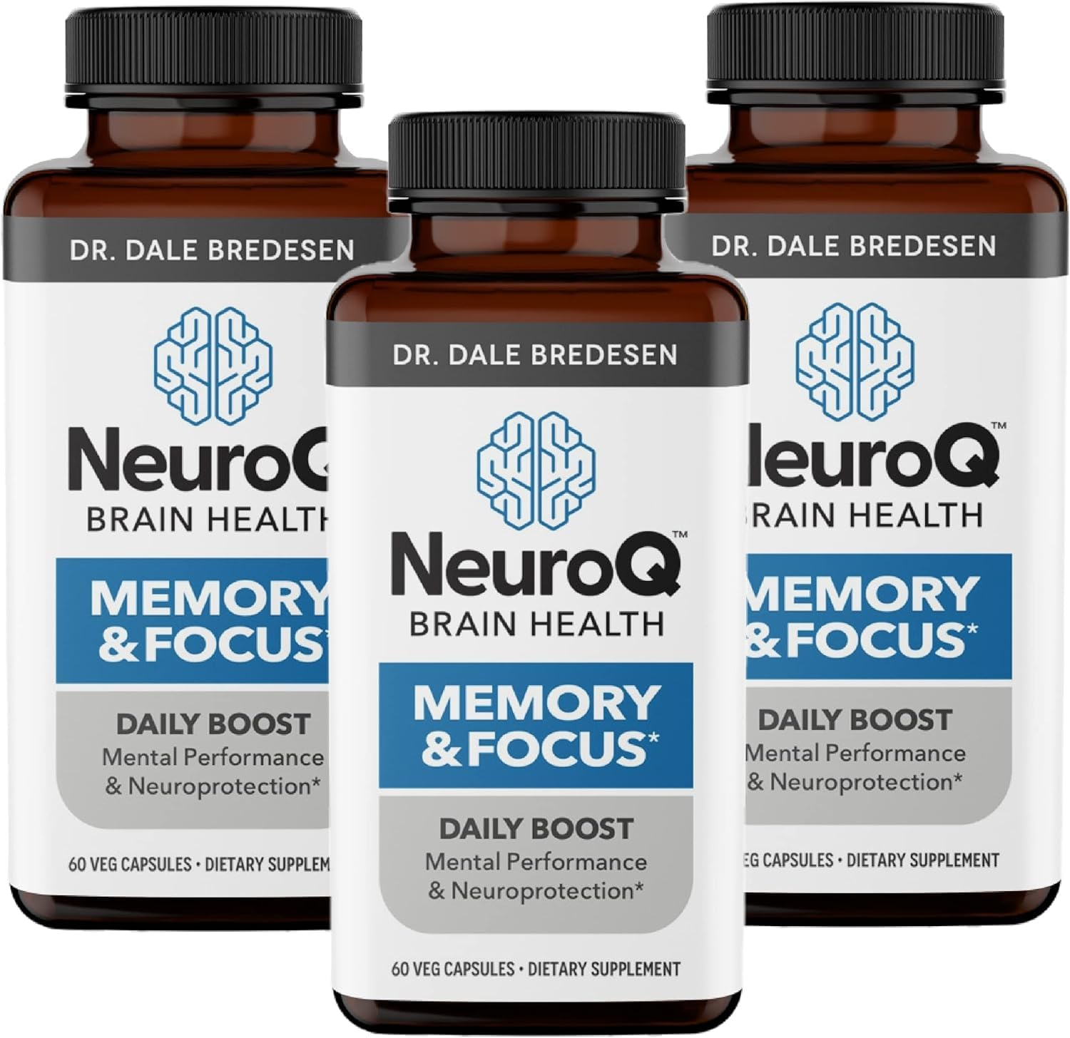 LifeSeasons NeuroQ bottle with capsules for daily cognitive support.