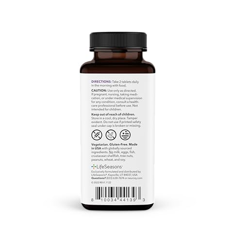 LifeSeasons NeuroQ label displays PQQ and CoQ10 for brain vitality