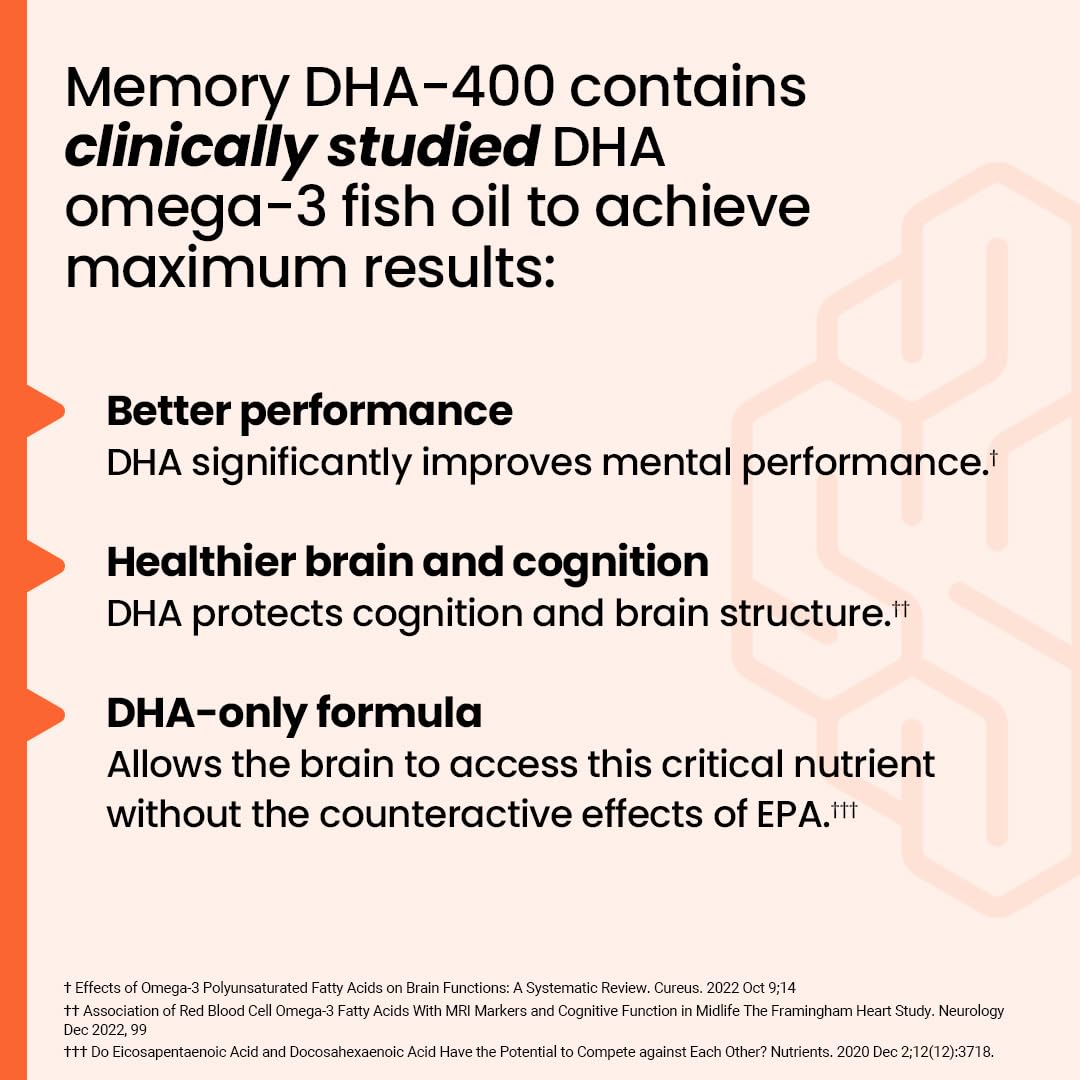 LifeSeasons NeuroQ Memory DHA-400 label close-up highlights DHA potency and purity.