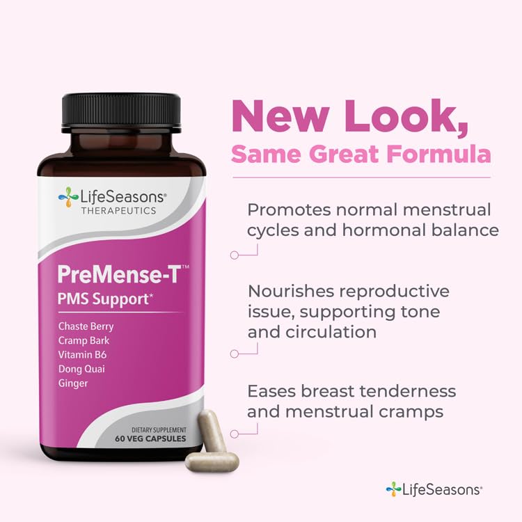 LifeSeasons PreMense-T ingredients list shows crampbark and chasteberry for balance