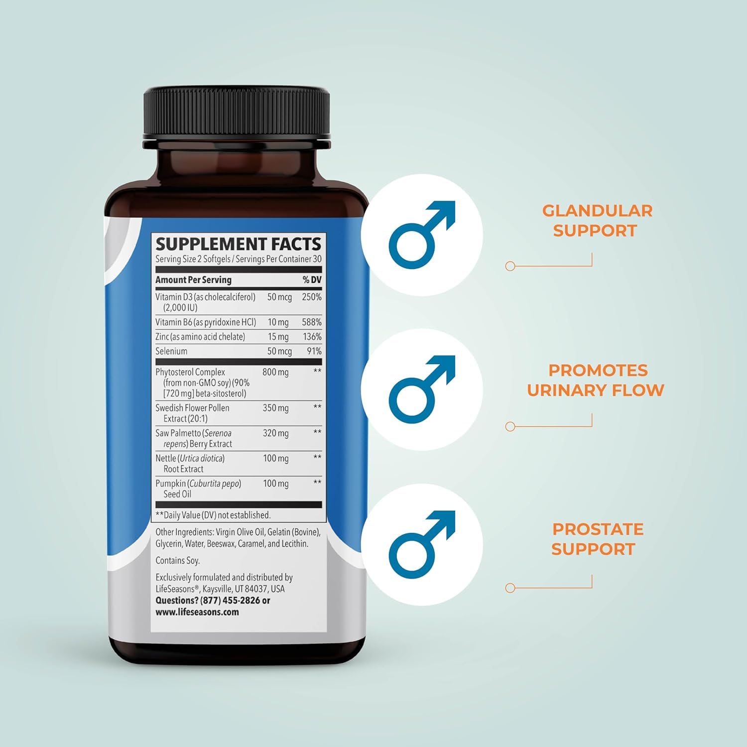 LifeSeasons Pros-T capsules showcase phytosterol complex for tissue integrity.