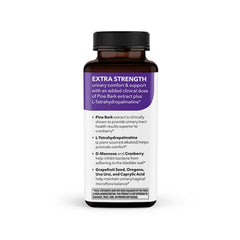 LifeSeasons Urinari-X ingredient visuals with cranberry and D-Mannose for urinary health support.