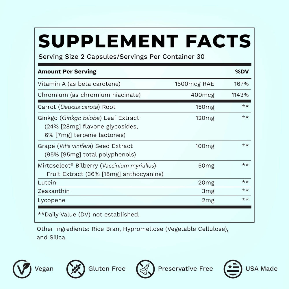 LifeSeasons Visibili-T visual-support blend emphasizes lutein and zeaxanthin benefits.