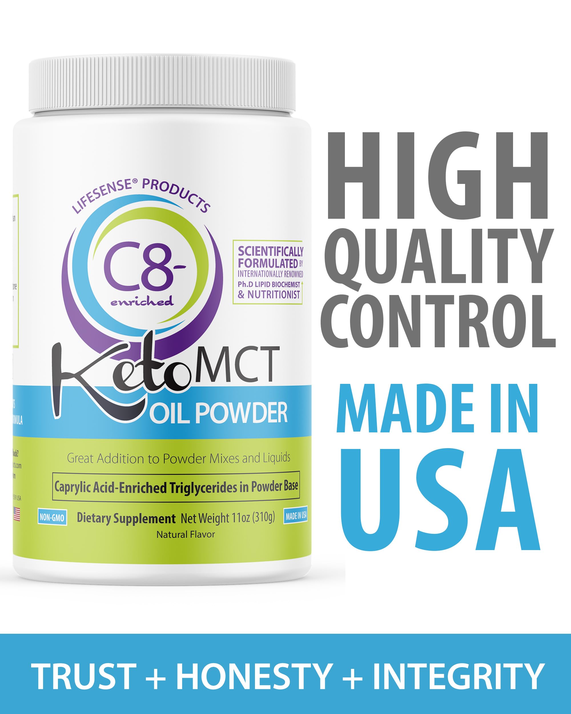 LifeSense C8 enriched MCT oil powder travel pack shows convenient keto fuel on the road.