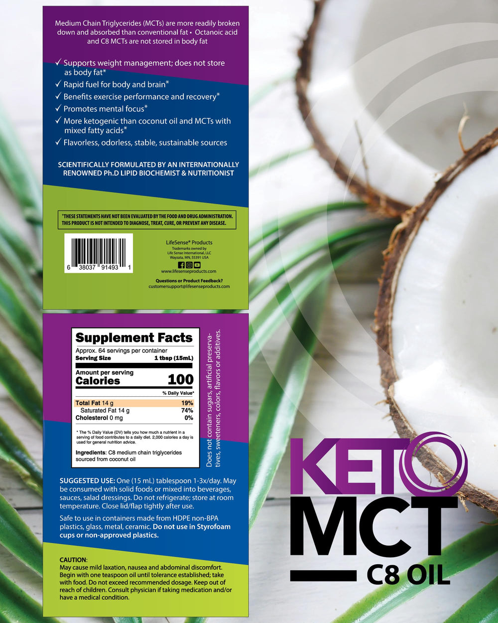LifeSense C8 MCT Oil in coffee; flavorless energy boost.