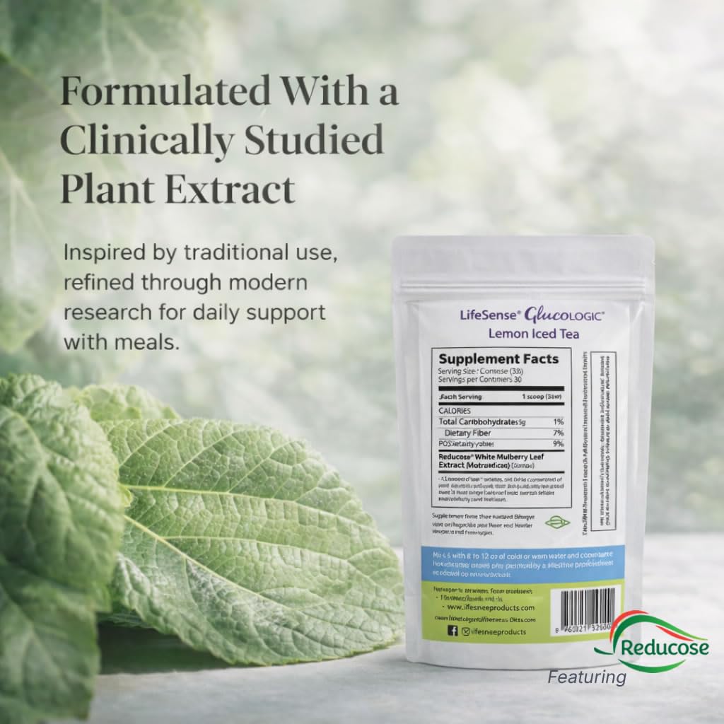 LifeSense GlucoLogic tea bag closeup highlighting balanced sugar response.