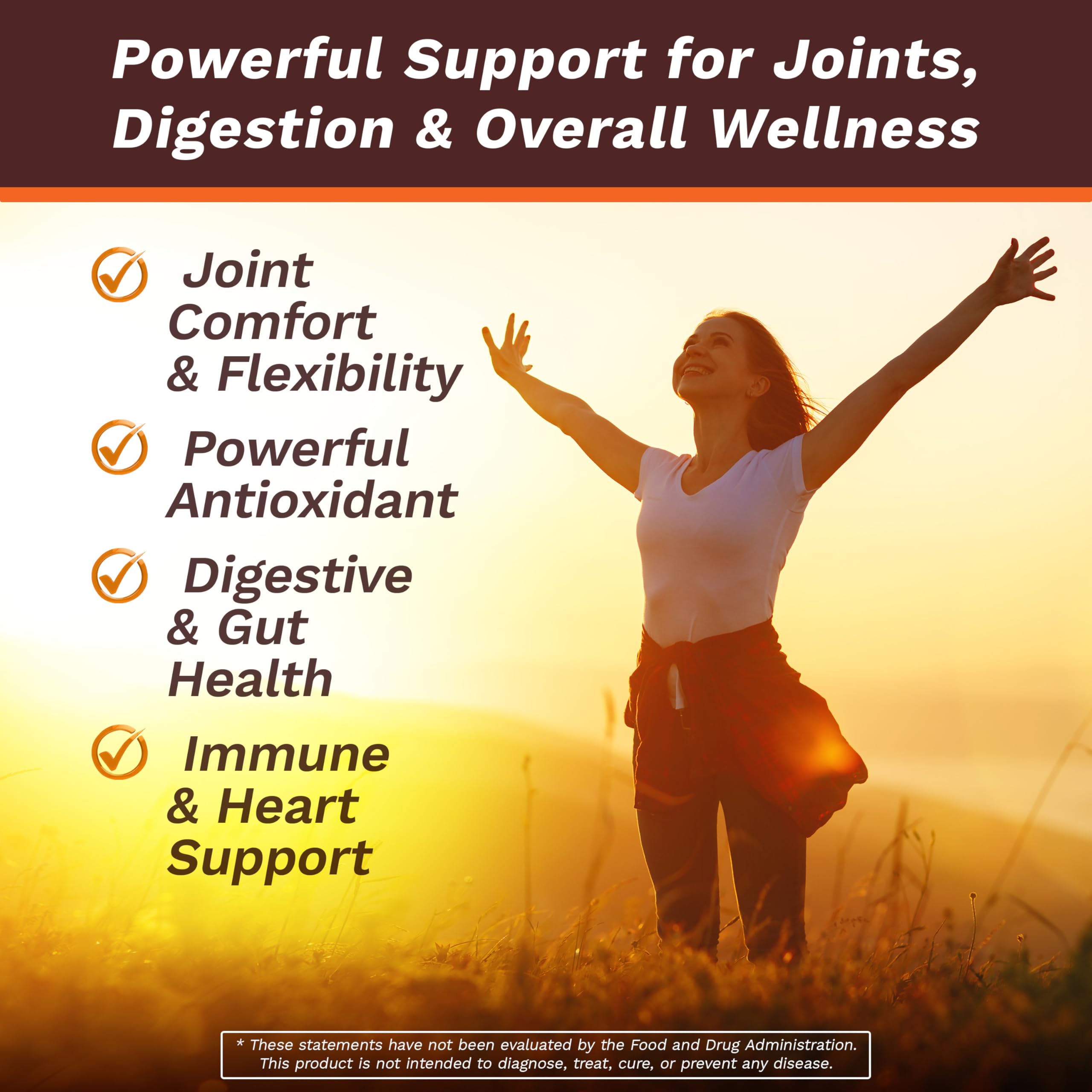 Close-up of Life's Fortune turmeric capsules with 95% curcuminoids for antioxidant support.