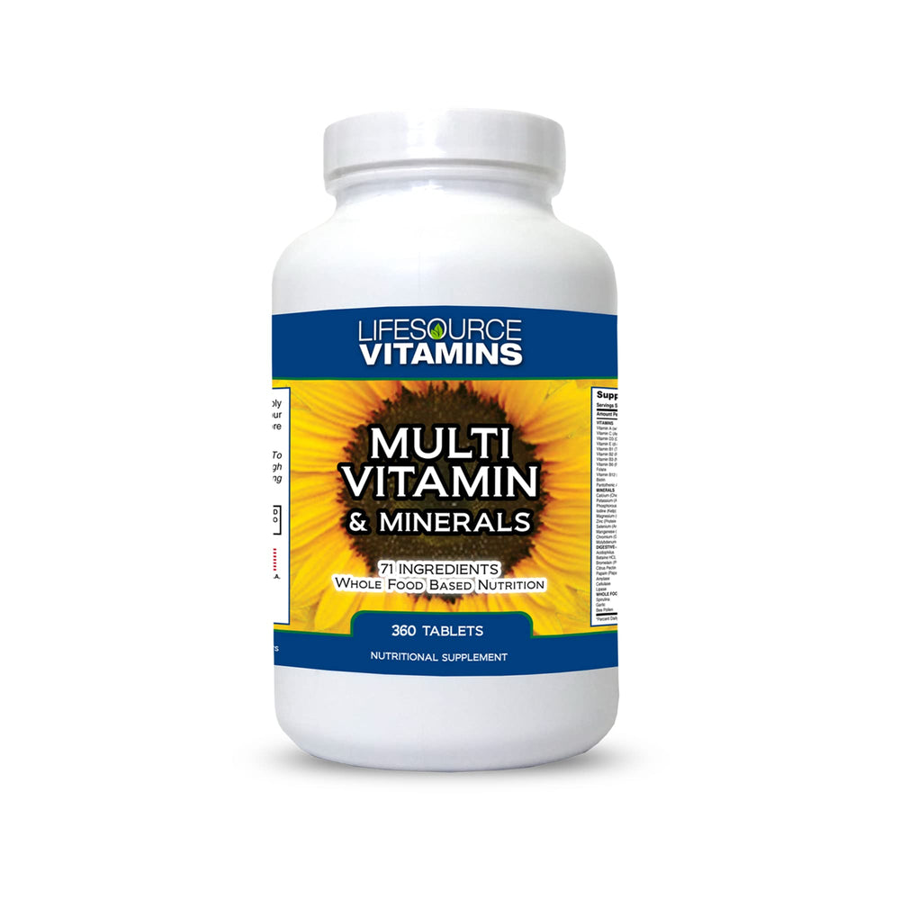 LifeSource Vitamins bottle front shows complete daily nourishment.