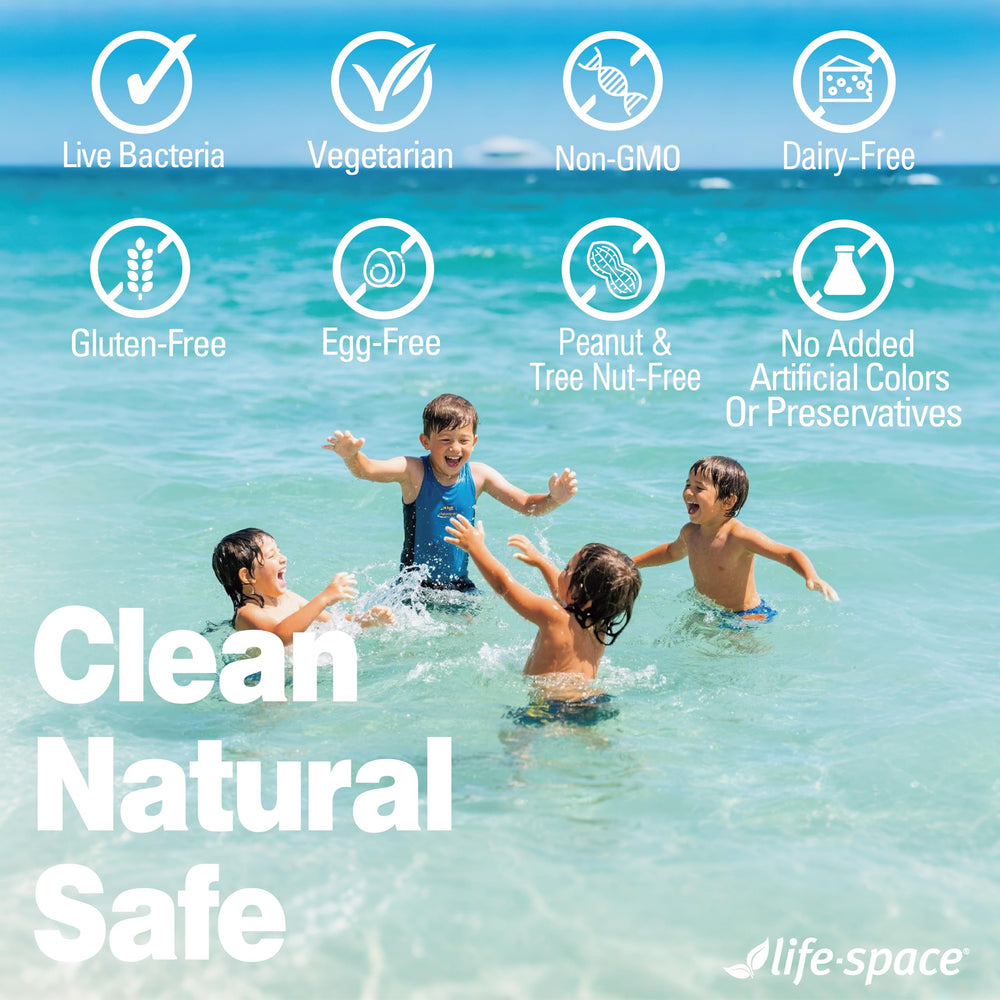 Life-Space Children IBS Support clinical strains chart notes research-backed potential benefits.