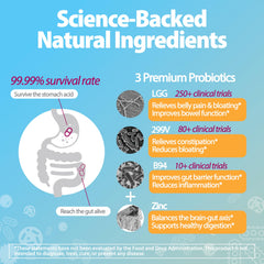Life-Space Children IBS Support ingredients chart underscores trusted probiotic strains.