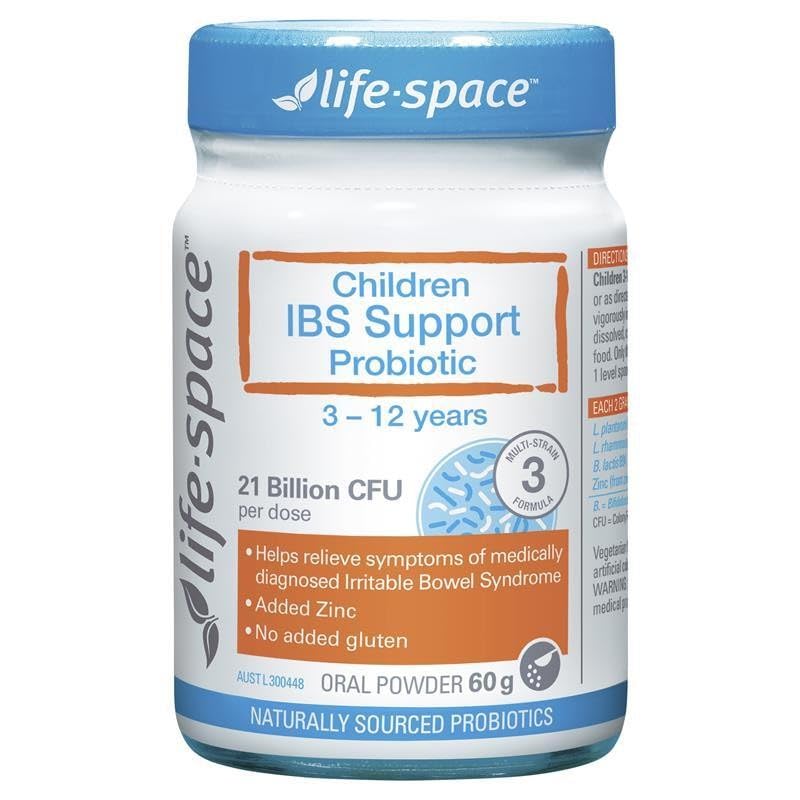 Life-Space Children IBS Support kid-dosing scene shows convenient daily use.