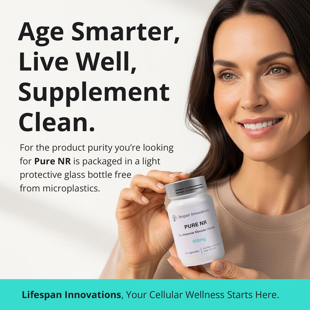Desk scene with Lifespan Innovations Pure NR bottle for daily use.