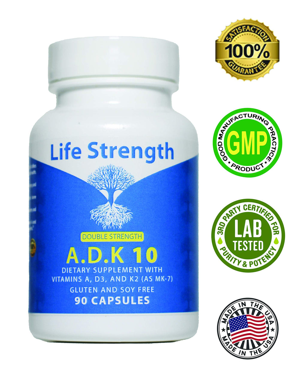 LifeStrength ADK 10 allergen-free icons indicate safe formulation