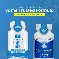 LifeStrength label closeup highlighting 15 mg potency and vegan formulation.