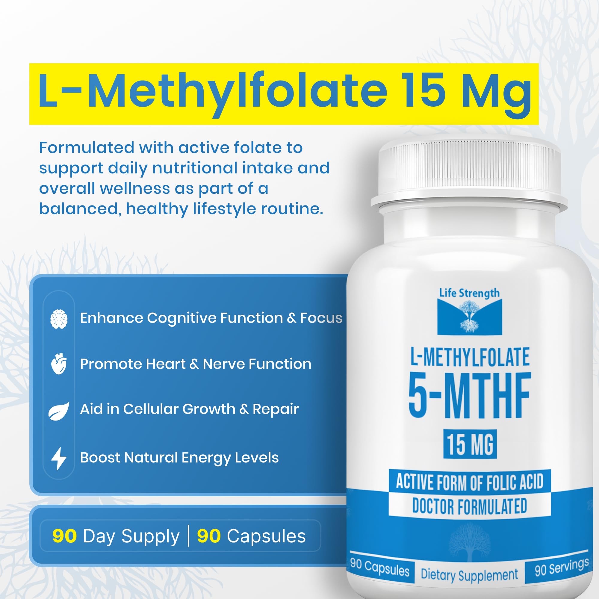 LifeStrength 15mg packaging on shelf highlighting non-GMO claim.