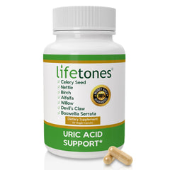Life Tones Uric Acid Cleanse bottle with plant-based capsules for daily support