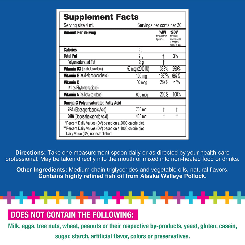 Lifetrients Speak+D Pure Oil on a spoon for easy serving.