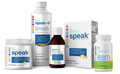 Lifetrients Speak+d natural orange box highlighting allergen-free formulation for kids