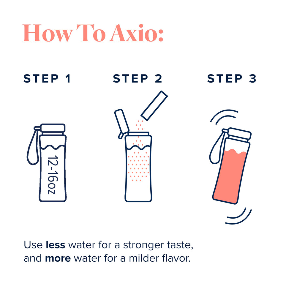 LifeVantage AXIO Peach Nectarine decaf flavor in convenient sachets.