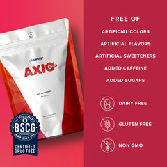 LifeVantage AXIO packaging emphasizes low calories and caffeine-free energy