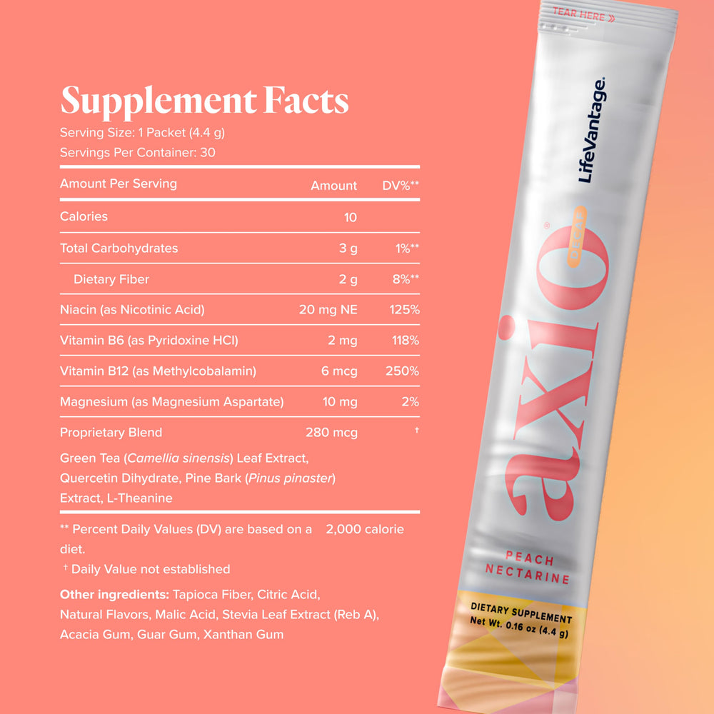 Sugar-free AXIO energy with no crash, ideal for busy days.