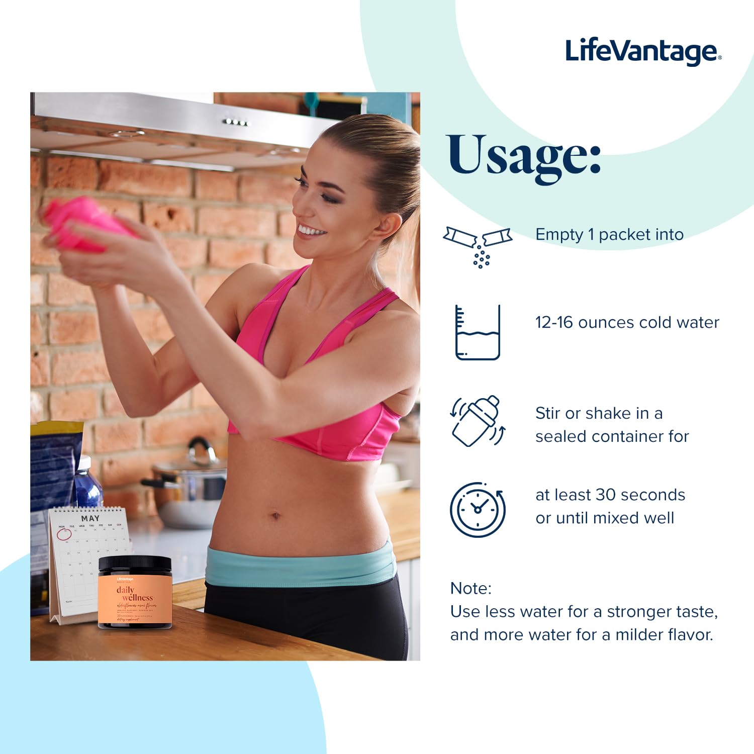 LifeVantage Daily Wellness elderflower-acai kitchen counter ready-to-mix ritual