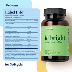 LifeVantage IC Bright back label showing gluten-free and dairy-free formulation