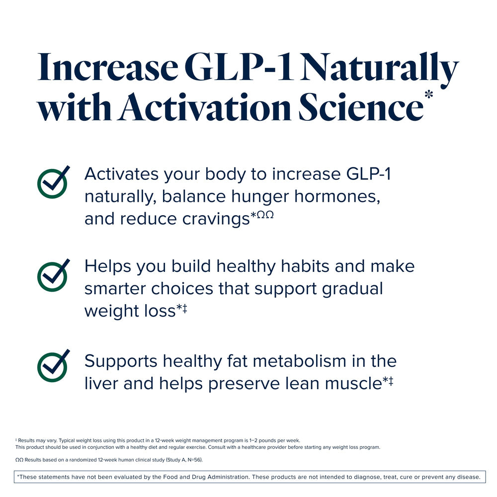 LifeVantage MindBody GLP-1 System label close-up with usage details.