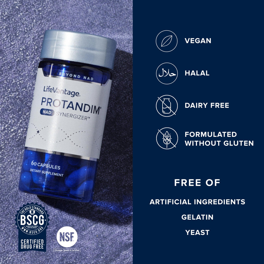 LifeVantage Protandim NAD Synergizer in use during daily wellness routine.