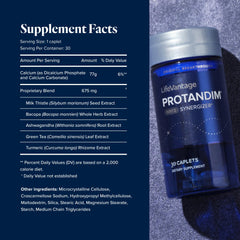 LifeVantage Protandim Nrf2 Synergizer bottle back showing usage guidance for daily antioxidant support.