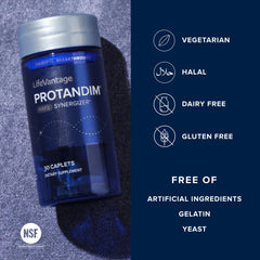LifeVantage Protandim Nrf2 Synergizer label closeup emphasizing product details and brand information.